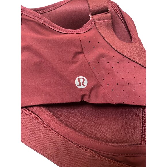 Lululemon Run Times High Support Bra D-DD Cups Red Merlot Adjustable Straps Brea - Picture 5 of 8